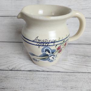 Amazing Grace Yesteryears Pottery Marshall Texas Floral Creamer Pitcher 5”